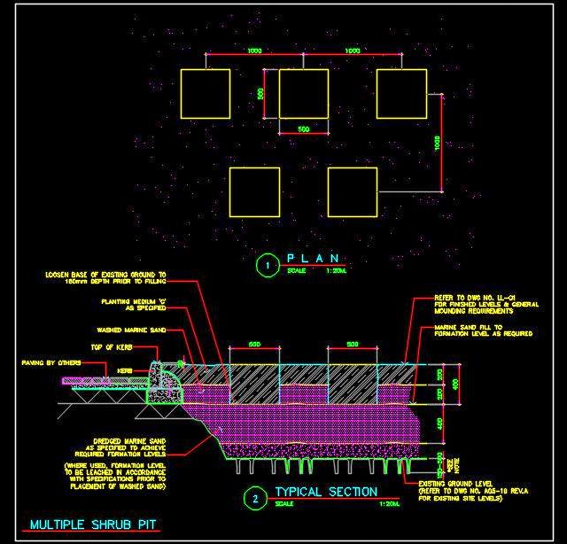 Shrub Tree Plantation CAD Drawing